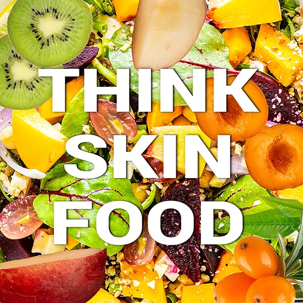 a healthy skin diet - think skin food - image of various healthy foods