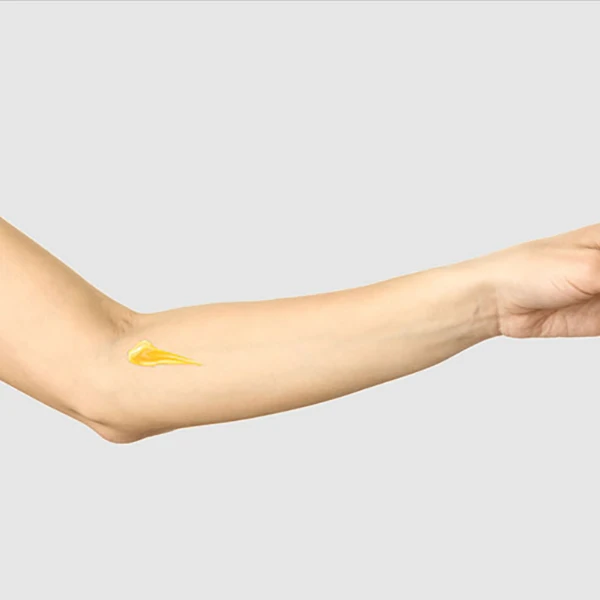 Patch test personal care products - inside of elbow