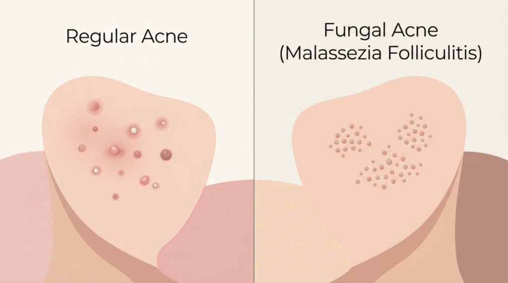 regular-acne-vs-fungal-acne illustration
